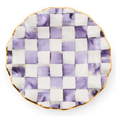 Violet Check Ceramic Fluted Dessert Plate