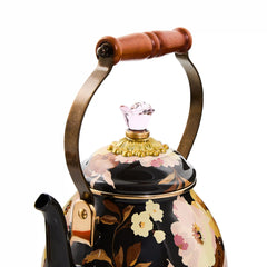 Wild Rose White 2 Quart Tea Kettle