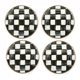 Mocha Check Appetizer Plates, Set of 4