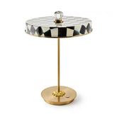 Emerald Check LED Rechargeable Disk Table Lamp