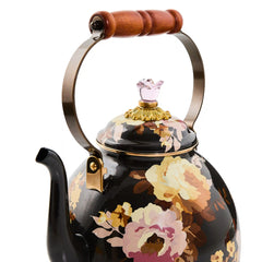 Wild Rose White 2 Quart Tea Kettle