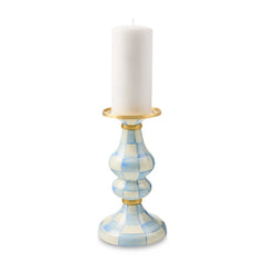 Emerald Check Large Pillar Candlestick